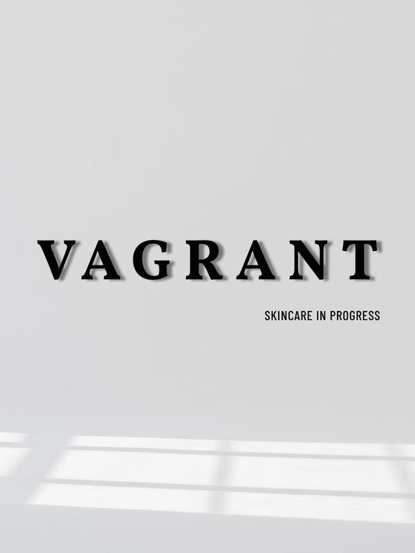 text-'vagrant'-on-a-white background-with-'skincare in-progress-below.